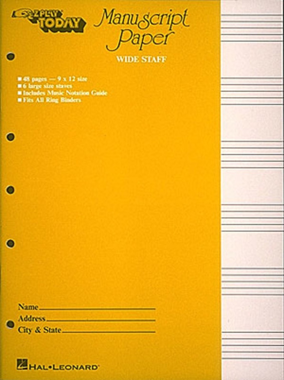 Hal Leonard Manuscript Paper (Wide Staff) 'E Z Play Today'