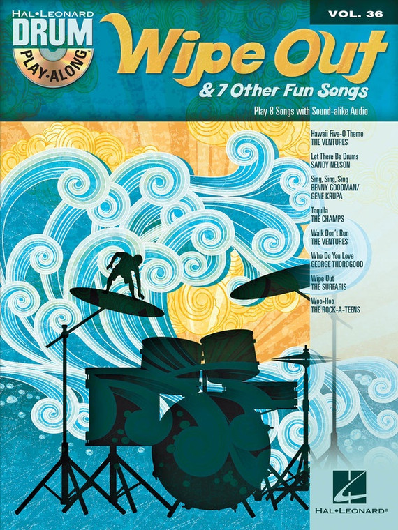 Hal Leonard Wipe Out & 7 Other Fun Songs Drum Play Along V36