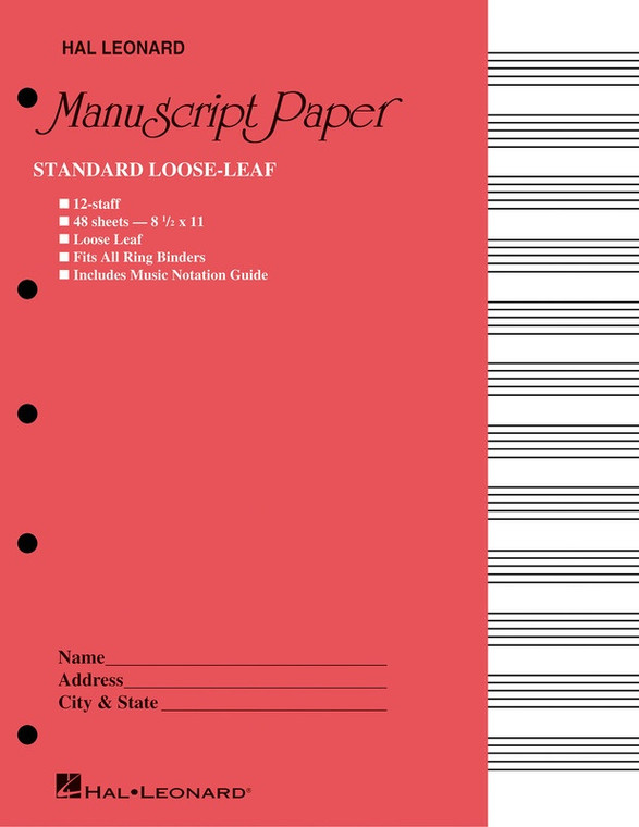 Hal Leonard Standard Loose Leaf Manuscript Paper (Pink Cover)