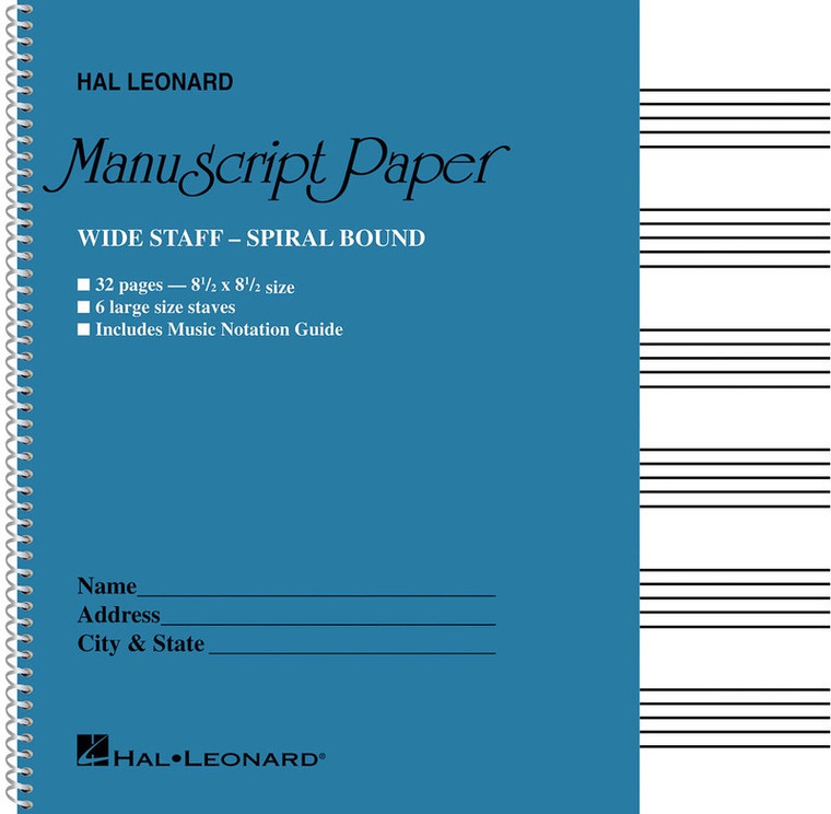 Hal Leonard Wide Staff Wirebound Manuscript Paper (Aqua Cover)