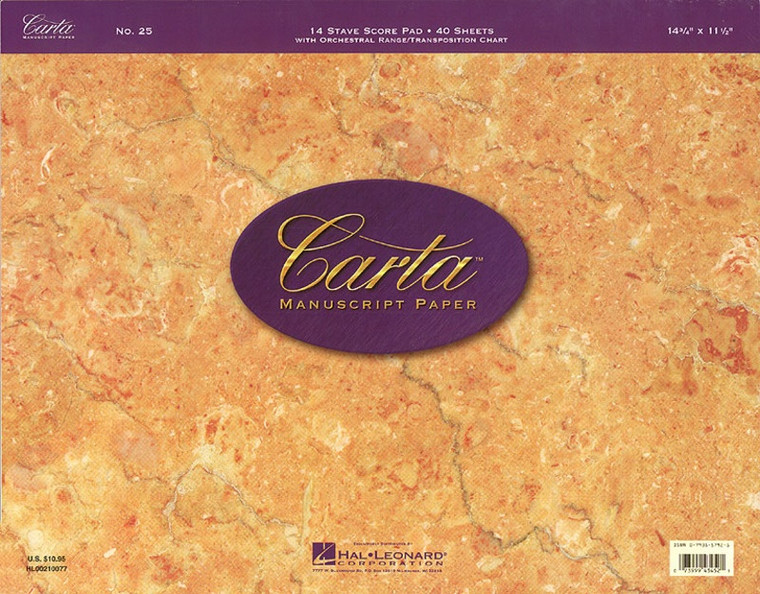 Hal Leonard Carta Manuscript Paper No. 25 Carta Score Paper