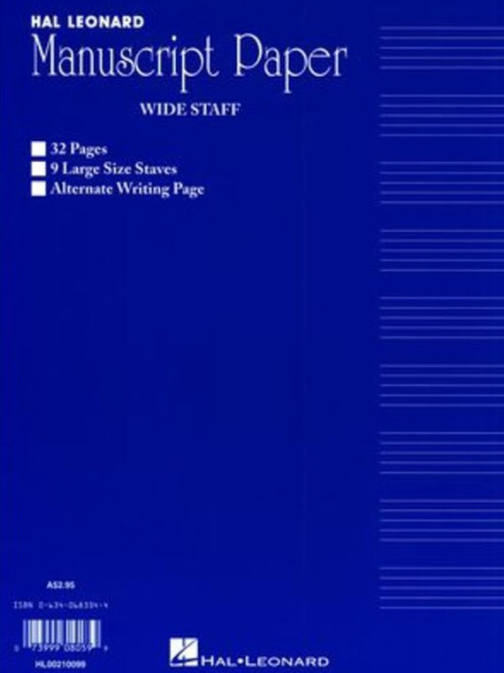 Wide Staff Manuscript 32 Pg Blue 9 Stave Interleaved