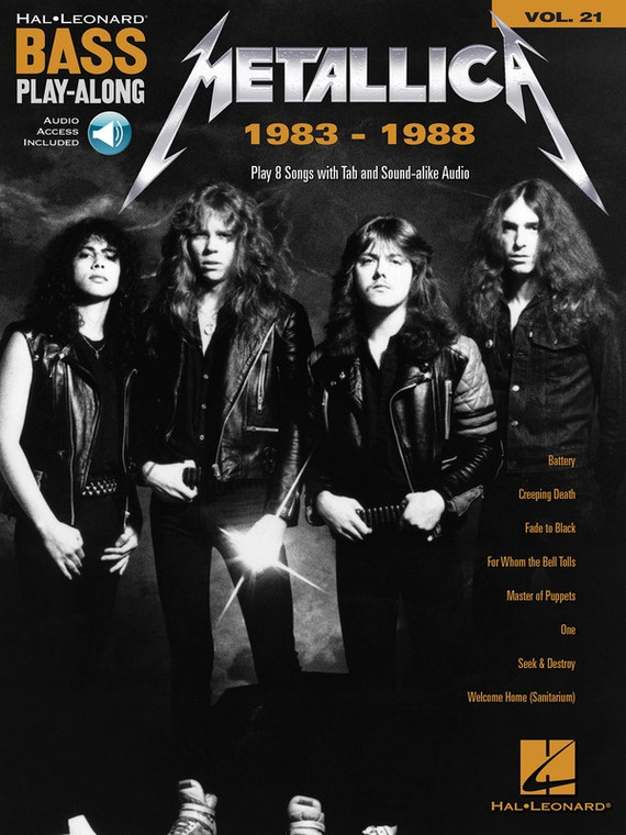 Hal Leonard Metallica 1983 1988 Bass Playalong V21 Bk/Ola