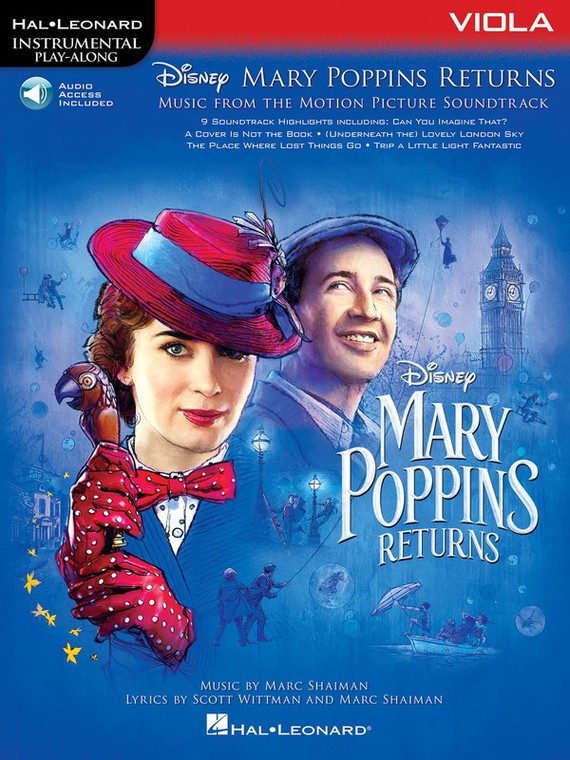 Hal Leonard Mary Poppins Returns For Viola Music From The Motion Picture Soundtrack