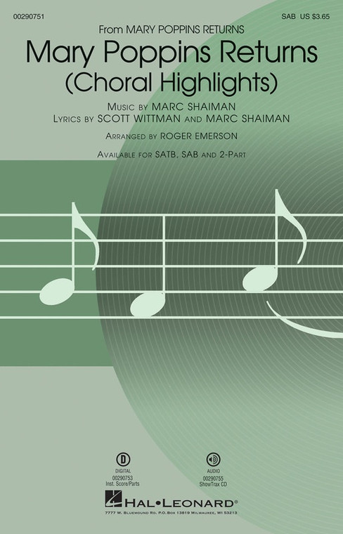 Hal Leonard Mary Poppins Returns (Choral Highlights) Sab
