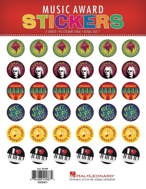 Hal Leonard Music Award Stickers 2 Sheets, 96 Stickers Total