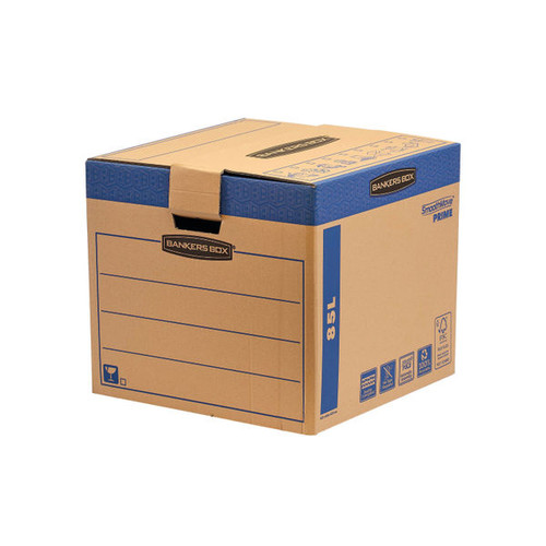 Bankers Box SmoothMove FastFold Removal Box Large 85 Litre Brown/Blue (Pack of 5) 6205301