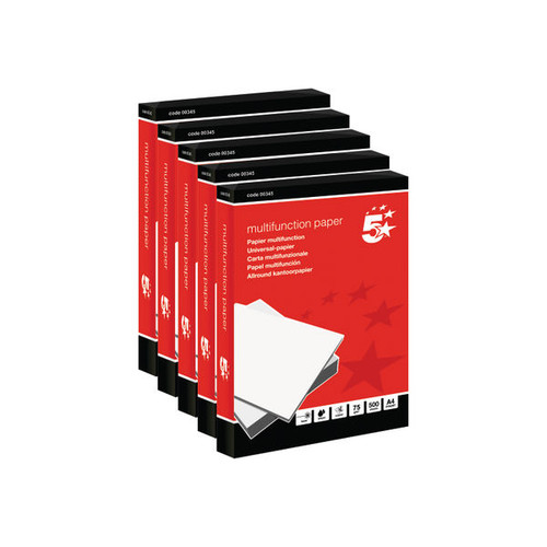 5 Star A4 Copier Paper 75gsm White Ream-Wrapped (Pack of 2500) 345