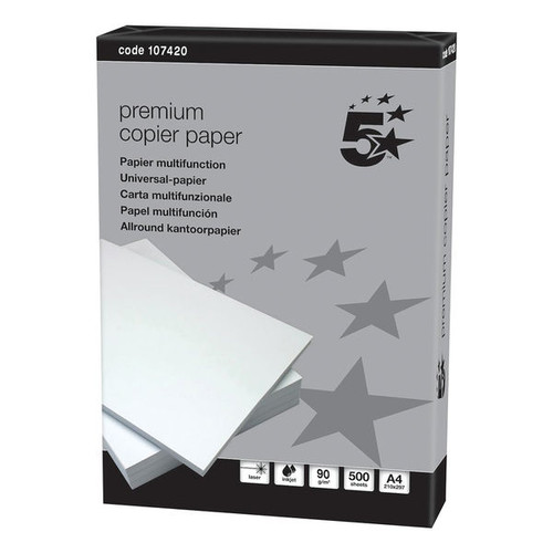5 Star Premium Copier Paper A4 90gsm White Ream-Wrapped (Pack of 500)