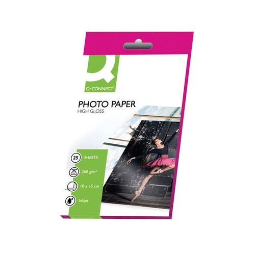 Q-Connect White 10x15cm Glossy Photo Paper 260gsm (Pack of 25)