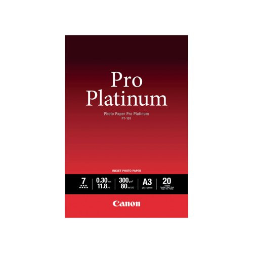 Canon PT-101 Pro A3 Platinum Photo Paper (Pack of 20) 2768B017