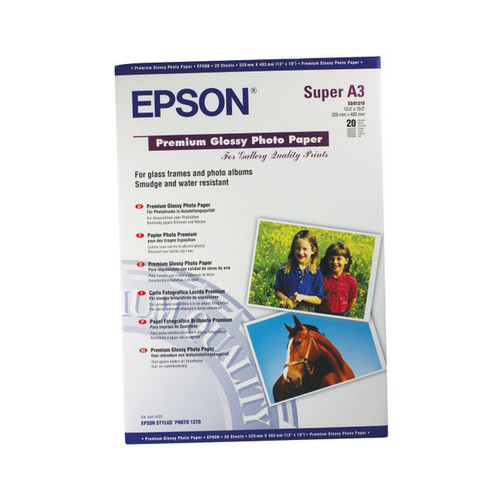 Epson Premium Glossy Photo Paper A3+ 255gsm (Pack of 20) C13S041316