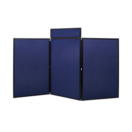 Bi-Office Showboard 3 Panel+Header Boards Blue Nylon 1800x900mm DSP33263
