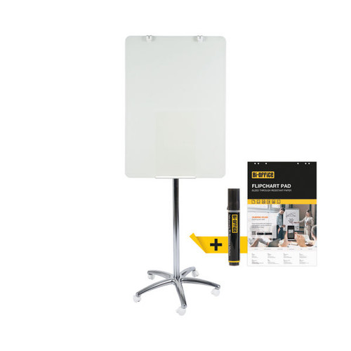 Bi-Office Business Glass Mobile Easel Non-Magnetic 70x100cm GEA4850126