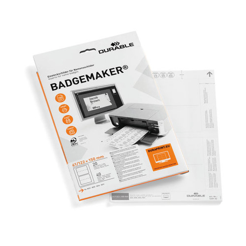 Durable Badgemaker Insert Sheets 61x150mm (Pack of 40) 1459/02