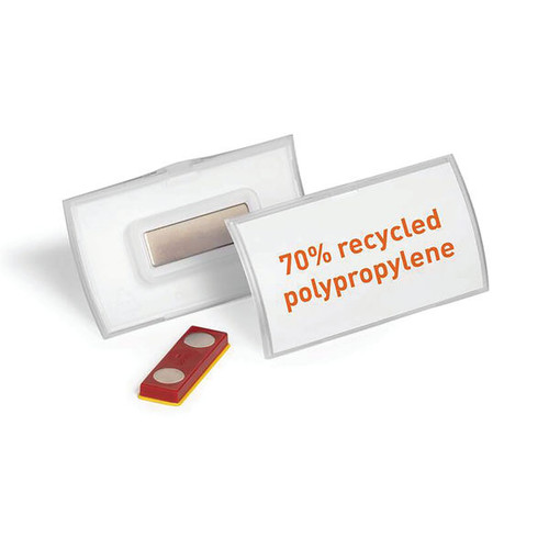 Durable CLICK FOLD Recycled Magnet Name Tag Badge Holder 40x75mm (Pack of 10) 825919