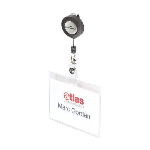 Durable Badge Reel Name Tag ID Card Holders + Inserts 60x90mm (Pack of 10) 8138/19