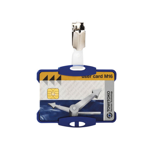Durable Card Holder with Clip 54x87mm Blue (Pack of 25) 8118/06