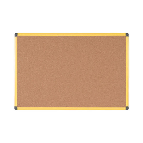 Bi-Office Industrial Ultrabrite Cork Board Yellow Aluminium Frame 200x120cm CA2811721