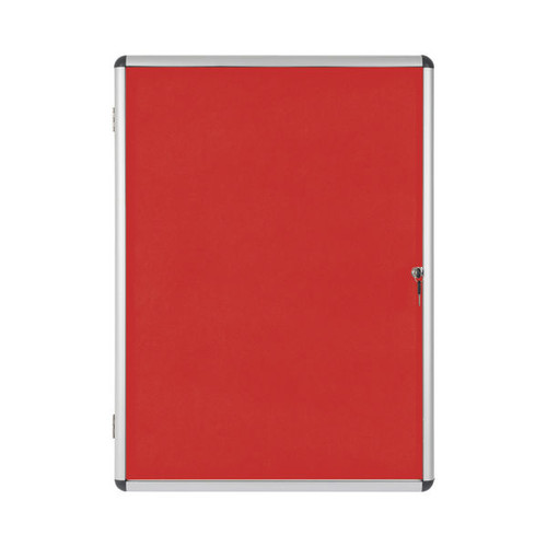 Bi-Office Enclore Display Case Red Felt Acrylic Aluminium Frame 15xA4 VT640105150