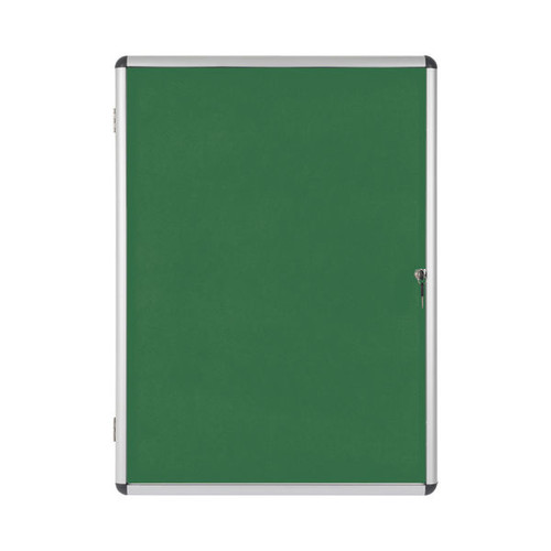 Bi-Office Enclore Display Case Green Felt Acrylic Aluminium Frame 9xA4 VT630102150