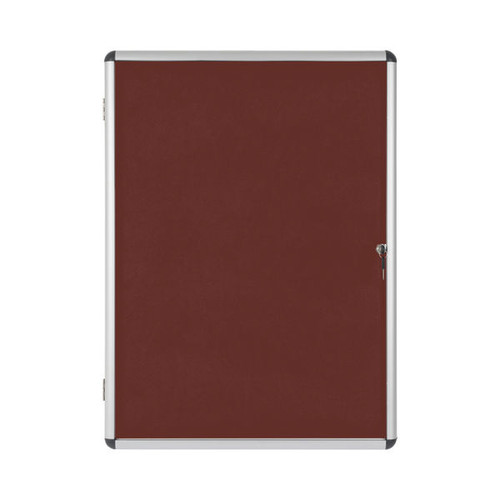 Bi-Office Enclore Display Case Burgundy Felt Acrylic Aluminium Frame 9xA4 VT630106150