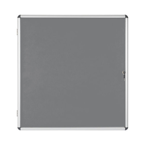 Bi-Office Enclore Display Case Grey Felt Acrylic Aluminium Frame 12xA4 VT660103150