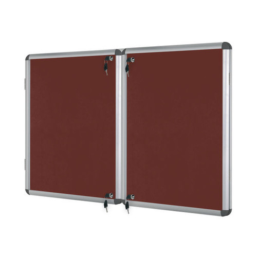 Bi-Office Enclore Display Case Burgundy Felt Acrylic Aluminium Frame 32xA4 VT770106150