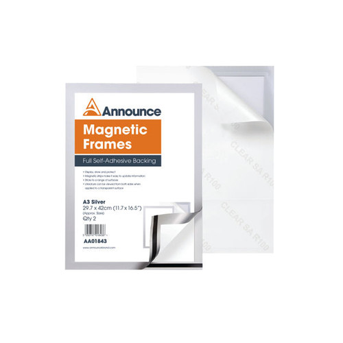 Announce Magnetic Frame A3 Silver (Pack of 2) AA01843