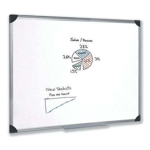 5 Star Whiteboard Drywipe Magnetic with Pen Tray and Aluminium Trim 1200x900mm 908441