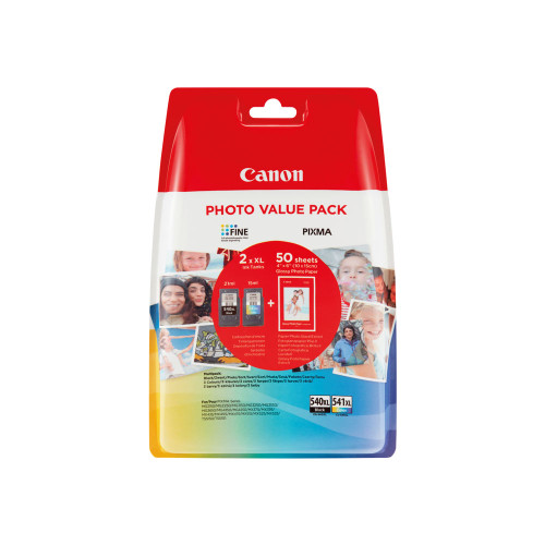 Canon PG-540L/CL-541XL Ink Cartridges K/CMY + 4 x 6 in Photo Paper Value Pack 5224B012