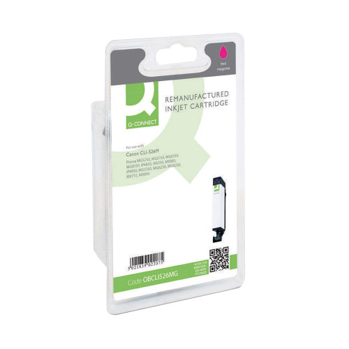 Q-Connect Remanufactured Inkjet Cartridge Magenta Compatible With Canon CLI-526M CLI-526M-COMP