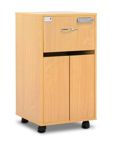 Bedside Cabinet - Single Upper Drawer, Lower Drawer with Recessed Shelf, Beech  485 x 485 x 905mm