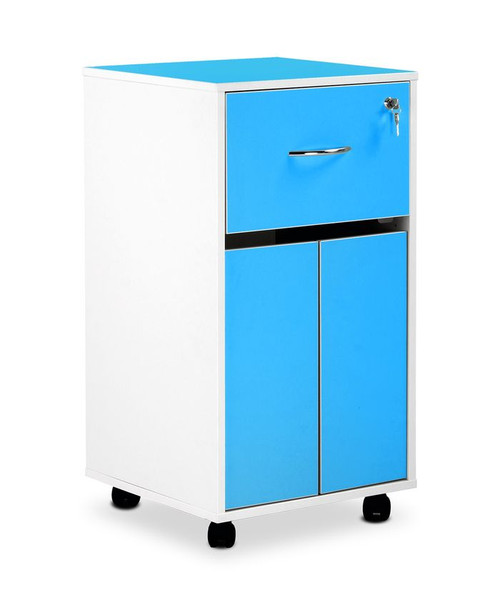 Bristol Maid Bedside Cabinet - Grey White - Lockable Upper Drawer - Cupboard - Adjustable Shelf