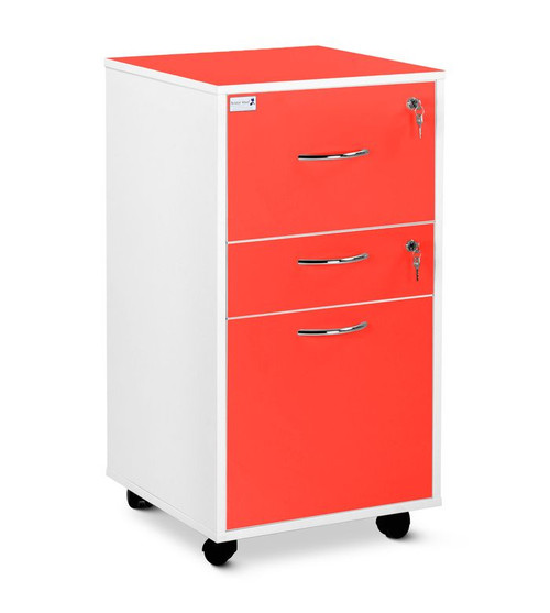 Single Upper Drawer, Personal Drawer & Lower Drawer, Flame Red 485 x 485 x 905mm