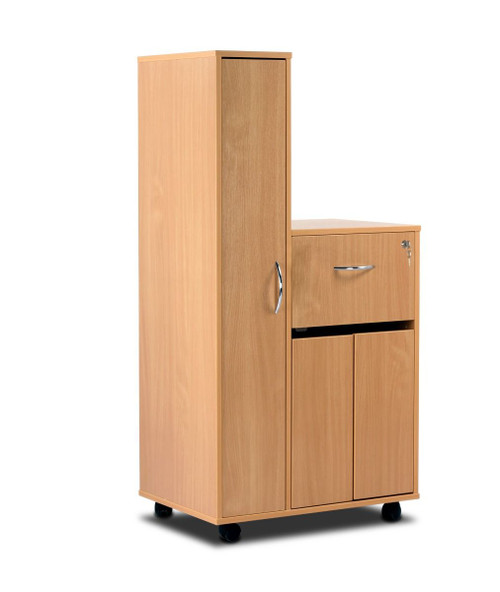 Bristol Maid Bedside Cabinet - Beech - Left Hand Wardrobe - Drawer - Cupboard - Adjustable Shelf - Cam Lock