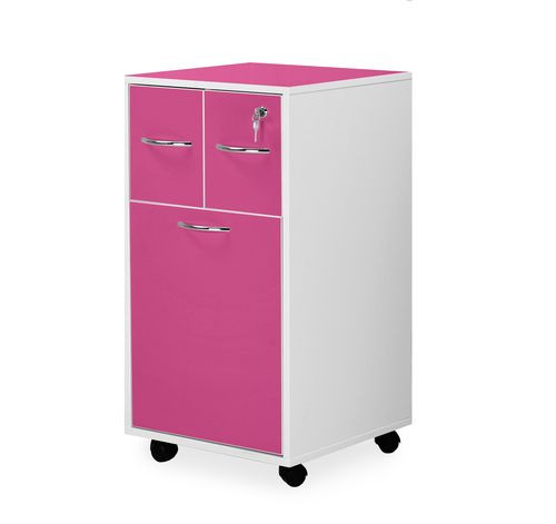 Double Upper Drawer, Lower Drawer with Recessed Shelf, Purple