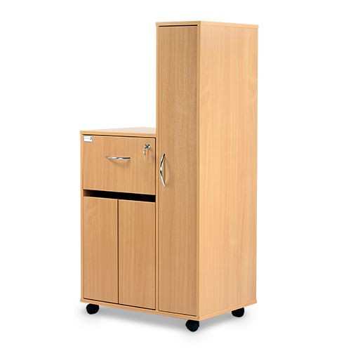 Bristol Maid Bedside Cabinet - Beech - Right Hand Wardrobe - Locking Front Flap - Cupboard - Adjustable Shelf - Cam Lock