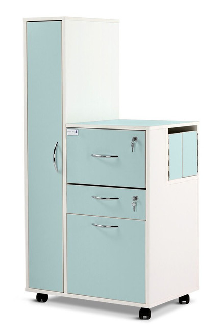 Bristol Maid Bedside Cabinet - Grey White - Left Hand Wardrobe - Locking Front Flap - Personal Drawer - Large Drawer - Cam Lock