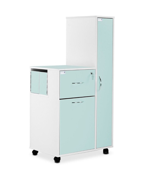 Bristol Maid Bedside Cabinet - Grey White - Right Hand Wardrobe - Locking Front Flap - Large Drawer - Adjustable Shelf - Cam Lock