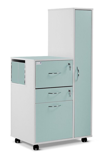 Bristol Maid Bedside Cabinet - Grey White - Right Hand Wardrobe - Locking Front Flap - Personal Drawer - Large Drawer - Cam Lock