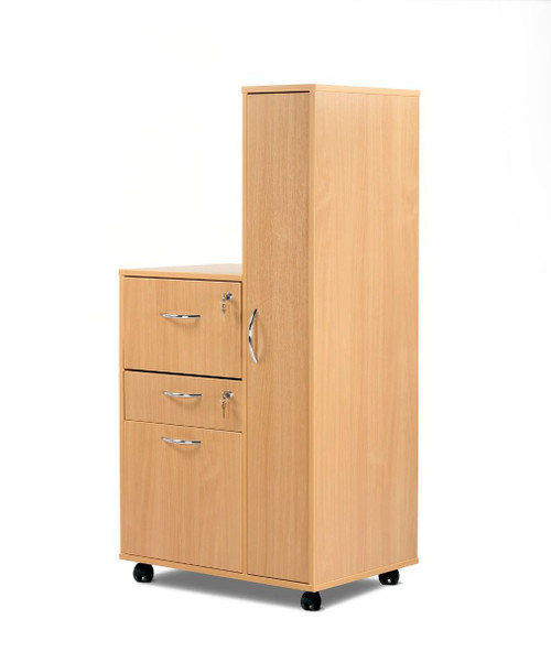 Bristol Maid Bedside Cabinet - Beech - Right Hand Wardrobe - Locking Front Flap - Personal Drawer - Large Drawer - Cam Lock