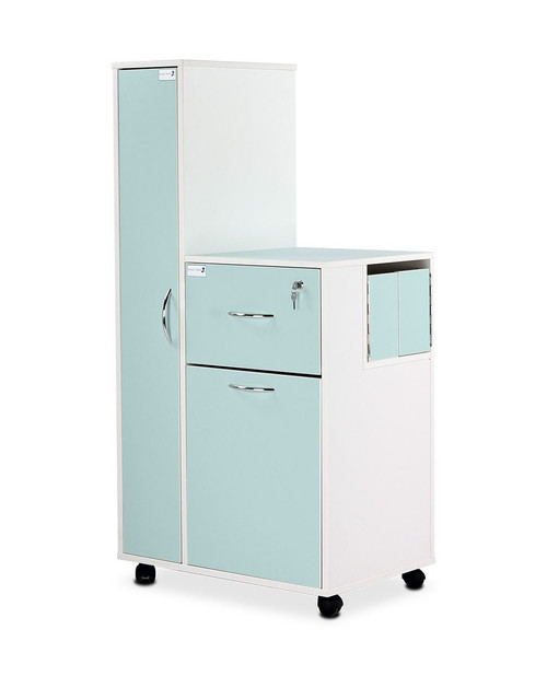 Bristol Maid Bedside Cabinet - Grey White - Left Hand Wardrobe - Locking Front Flap - Large Drawer - Adjustable Shelf - Cam Lock