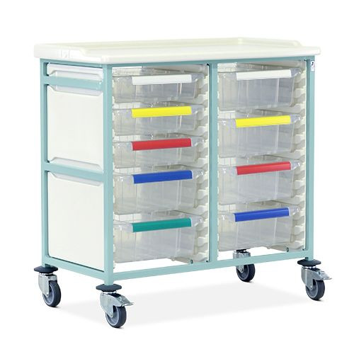 Caretray Trolley - Mild Steel, Standard Level, Double Column  3 x 100mm, 6 x 150mm Trays