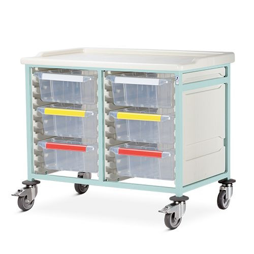 Caretray Trolley - Mild Steel, Low Level, Double Column 6 x 160mm Trays