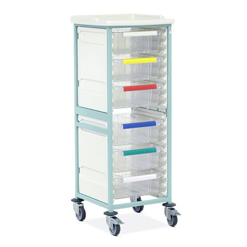 Caretray Trolley - Mild Steel, High Level, Single Column  6 x 150mm Trays