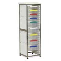 Caretray Rack - Stainless Steel, Static, Single Column  4 x 100mm, 5 x 150mm Trays