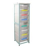 Caretray Rack - Mild Steel, Mobile, Single Column 8 x 150mm Trays