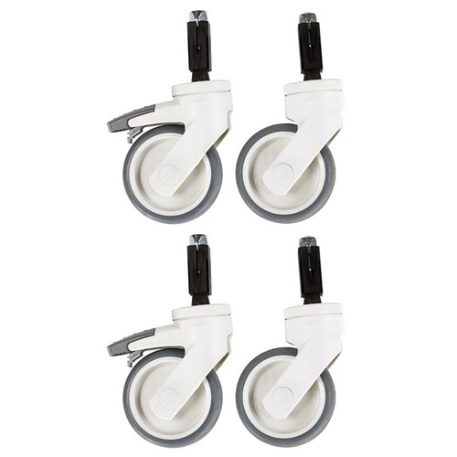 Polymer Castors 100mm, Grey White Polymer, 2 x Braking / 2 x Non-Braking (set of 4)