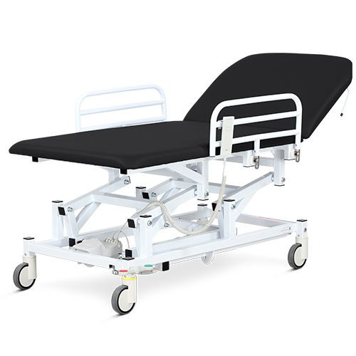 Examination & Treatment Couch, Two Section, Mobile, Bariatric, Electric, Foot Switch, Onyx Black